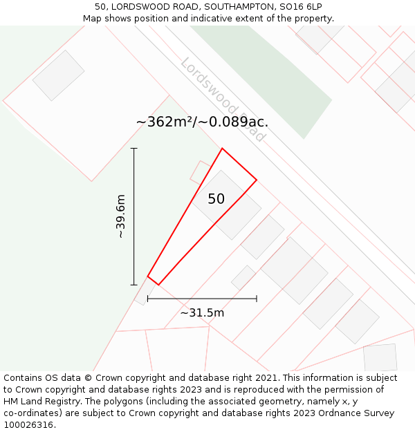 50, LORDSWOOD ROAD, SOUTHAMPTON, SO16 6LP: Plot and title map