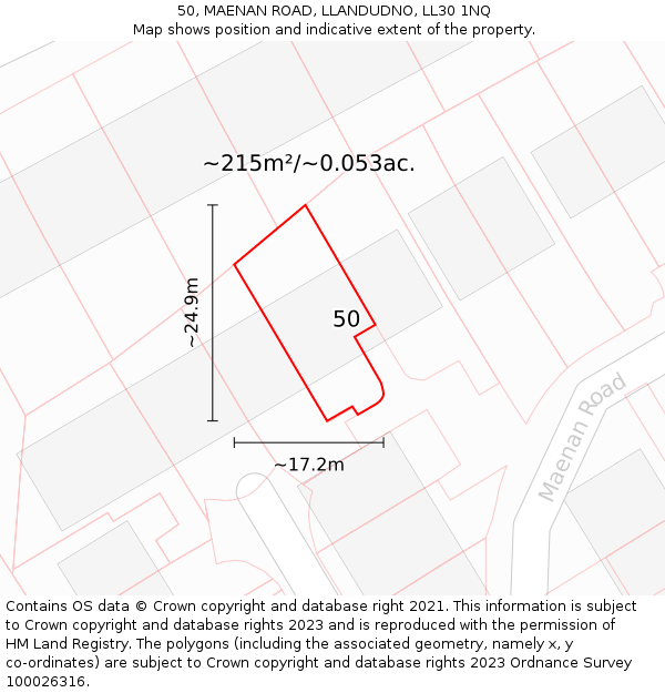 50, MAENAN ROAD, LLANDUDNO, LL30 1NQ: Plot and title map