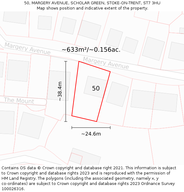 50, MARGERY AVENUE, SCHOLAR GREEN, STOKE-ON-TRENT, ST7 3HU: Plot and title map