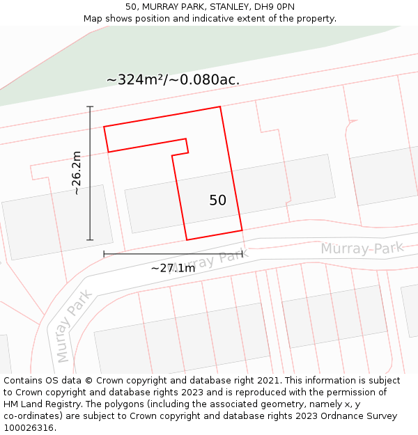 50, MURRAY PARK, STANLEY, DH9 0PN: Plot and title map