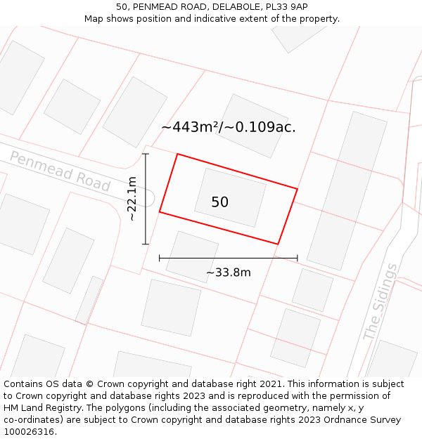 50, PENMEAD ROAD, DELABOLE, PL33 9AP: Plot and title map