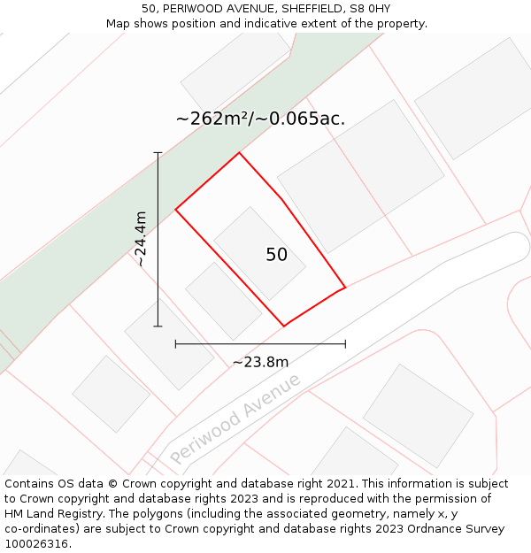 50, PERIWOOD AVENUE, SHEFFIELD, S8 0HY: Plot and title map