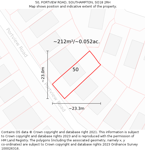 50, PORTVIEW ROAD, SOUTHAMPTON, SO18 2RH: Plot and title map