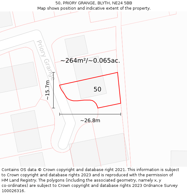 50, PRIORY GRANGE, BLYTH, NE24 5BB: Plot and title map