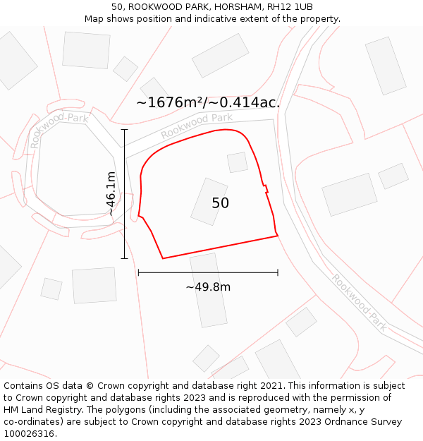 50, ROOKWOOD PARK, HORSHAM, RH12 1UB: Plot and title map