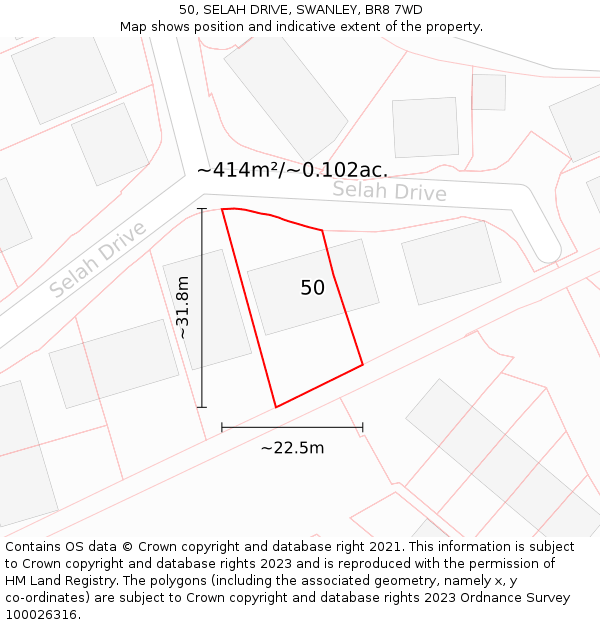 50, SELAH DRIVE, SWANLEY, BR8 7WD: Plot and title map