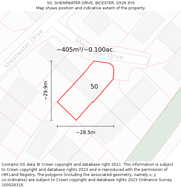 50, SHEARWATER DRIVE, BICESTER, OX26 6YS: Plot and title map