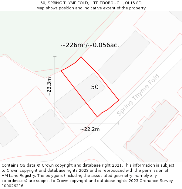 50, SPRING THYME FOLD, LITTLEBOROUGH, OL15 8DJ: Plot and title map