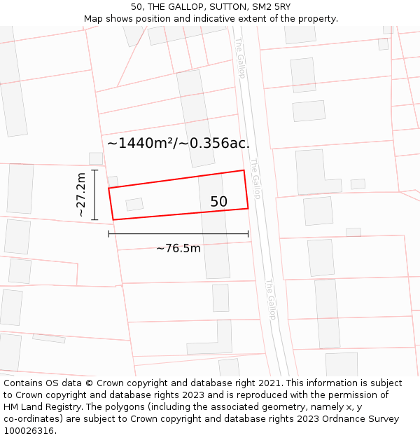 50, THE GALLOP, SUTTON, SM2 5RY: Plot and title map