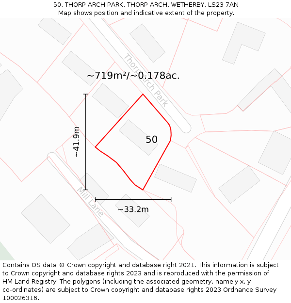 50, THORP ARCH PARK, THORP ARCH, WETHERBY, LS23 7AN: Plot and title map