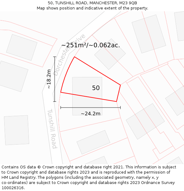 50, TUNSHILL ROAD, MANCHESTER, M23 9QB: Plot and title map