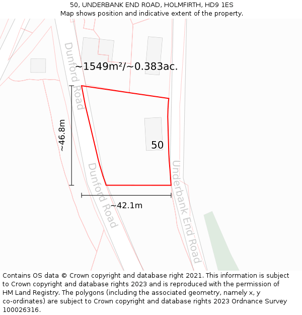 50, UNDERBANK END ROAD, HOLMFIRTH, HD9 1ES: Plot and title map