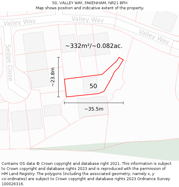 50, VALLEY WAY, FAKENHAM, NR21 8PH: Plot and title map