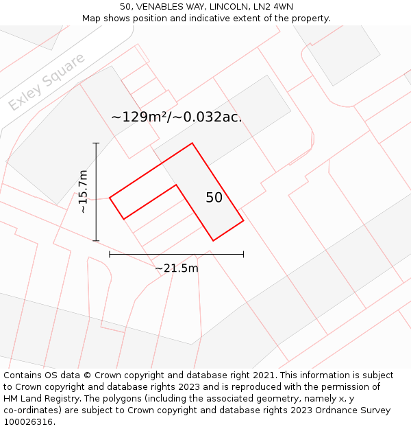 50, VENABLES WAY, LINCOLN, LN2 4WN: Plot and title map