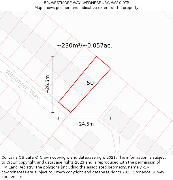 50, WESTMORE WAY, WEDNESBURY, WS10 0TR: Plot and title map