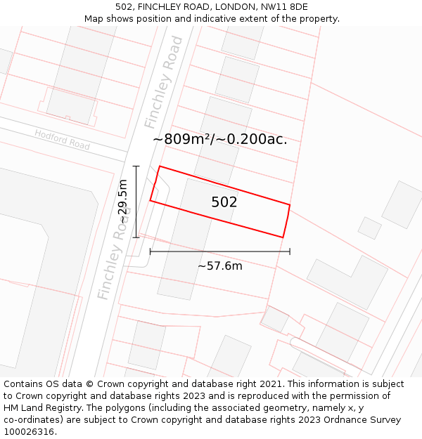 502, FINCHLEY ROAD, LONDON, NW11 8DE: Plot and title map
