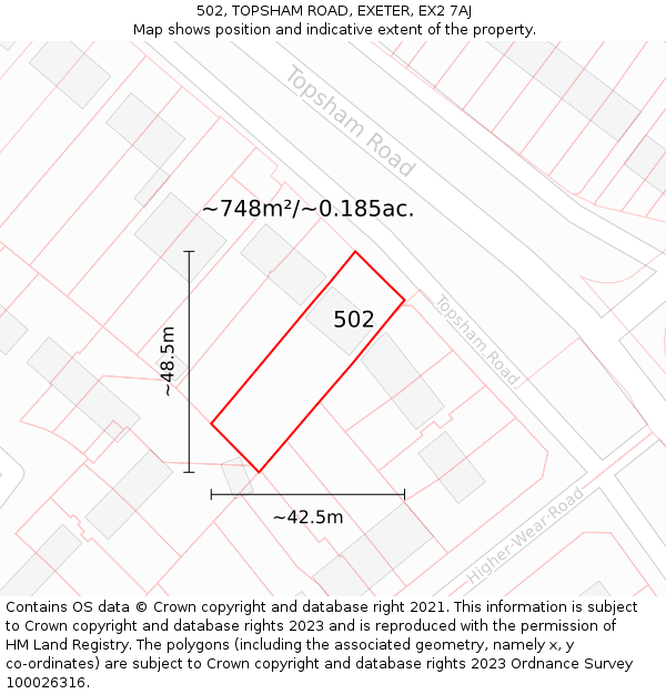502, TOPSHAM ROAD, EXETER, EX2 7AJ: Plot and title map