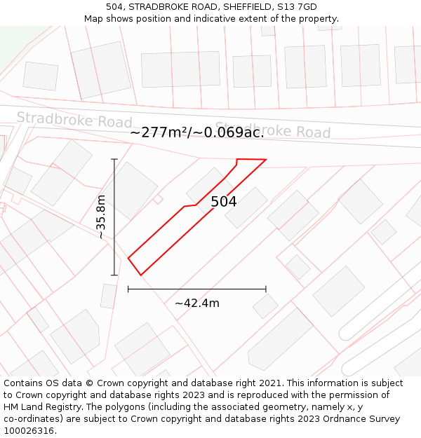 504, STRADBROKE ROAD, SHEFFIELD, S13 7GD: Plot and title map