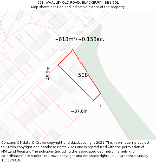 508, WHALLEY OLD ROAD, BLACKBURN, BB1 5QL: Plot and title map