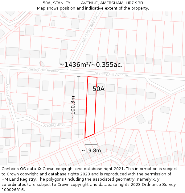 50A, STANLEY HILL AVENUE, AMERSHAM, HP7 9BB: Plot and title map