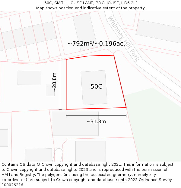 50C, SMITH HOUSE LANE, BRIGHOUSE, HD6 2LF: Plot and title map