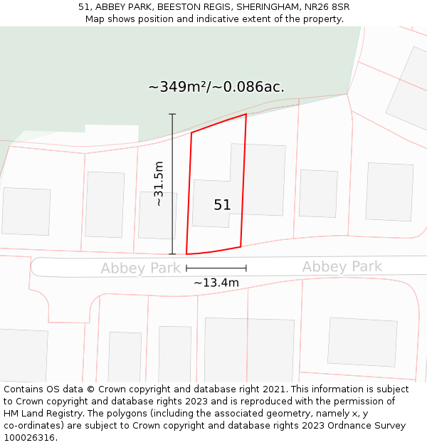 51, ABBEY PARK, BEESTON REGIS, SHERINGHAM, NR26 8SR: Plot and title map