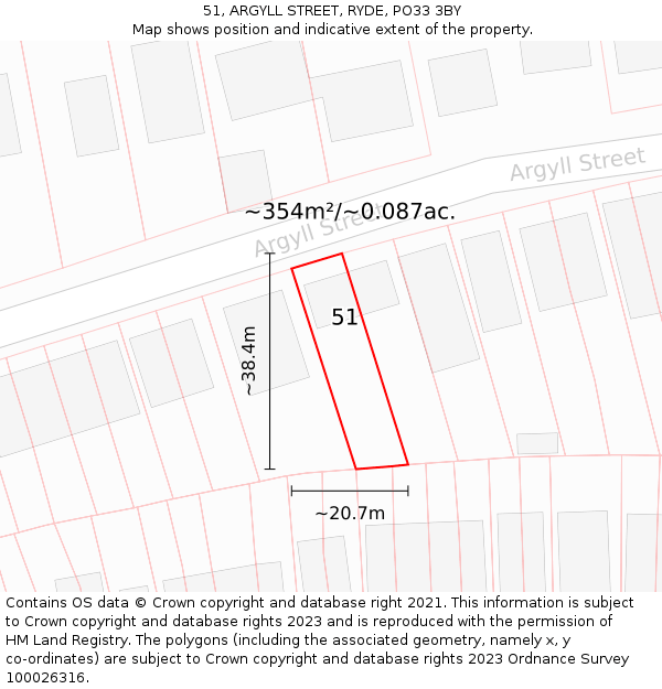 51, ARGYLL STREET, RYDE, PO33 3BY: Plot and title map