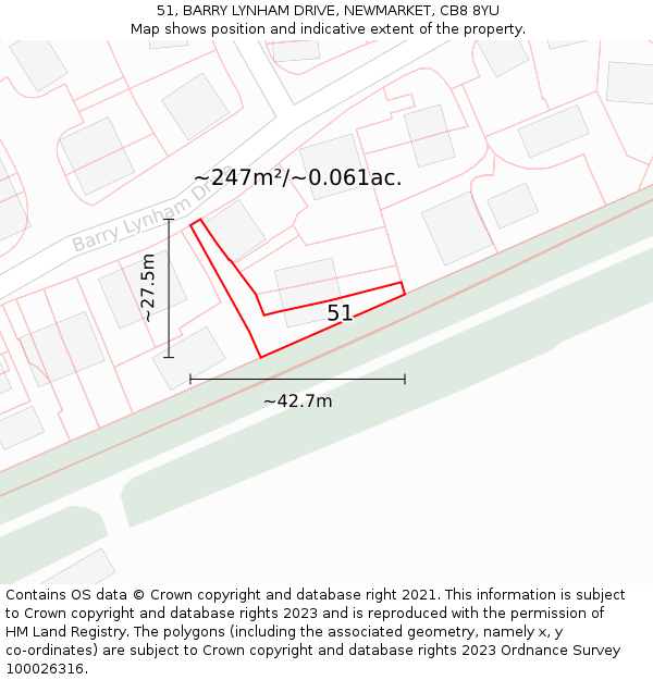 51, BARRY LYNHAM DRIVE, NEWMARKET, CB8 8YU: Plot and title map