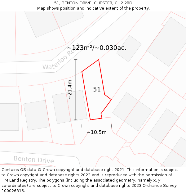 51, BENTON DRIVE, CHESTER, CH2 2RD: Plot and title map