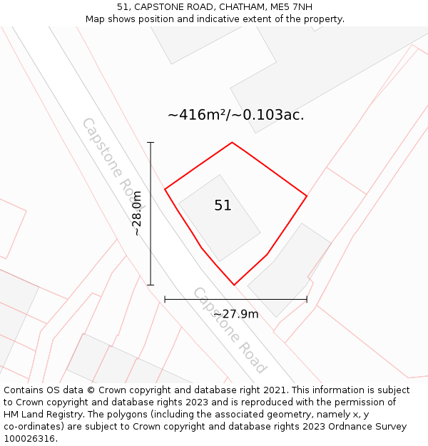 51, CAPSTONE ROAD, CHATHAM, ME5 7NH: Plot and title map