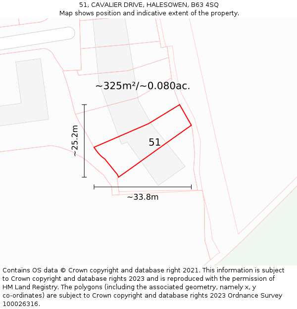 51, CAVALIER DRIVE, HALESOWEN, B63 4SQ: Plot and title map