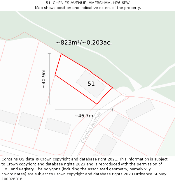 51, CHENIES AVENUE, AMERSHAM, HP6 6PW: Plot and title map