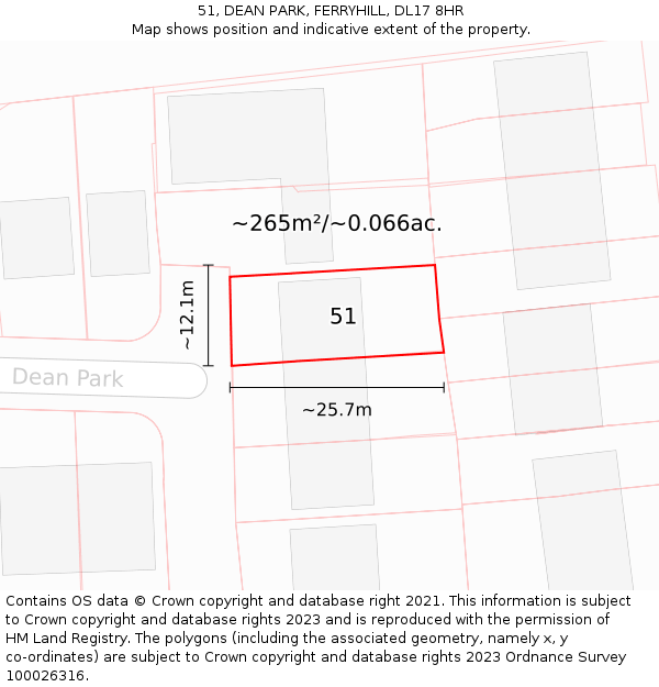 51, DEAN PARK, FERRYHILL, DL17 8HR: Plot and title map