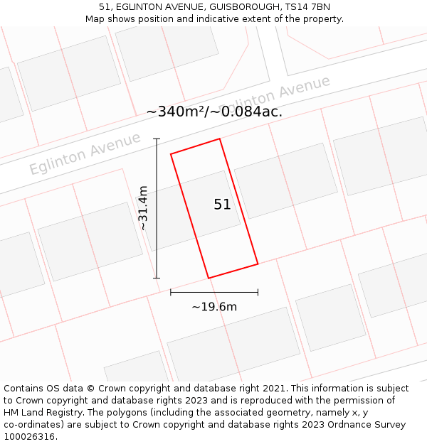 51, EGLINTON AVENUE, GUISBOROUGH, TS14 7BN: Plot and title map