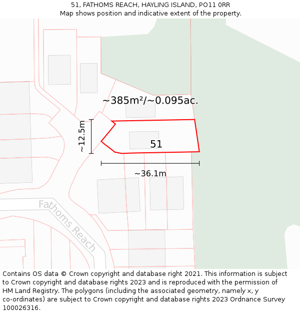 51, FATHOMS REACH, HAYLING ISLAND, PO11 0RR: Plot and title map