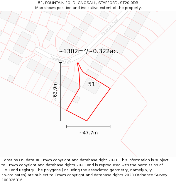 51, FOUNTAIN FOLD, GNOSALL, STAFFORD, ST20 0DR: Plot and title map