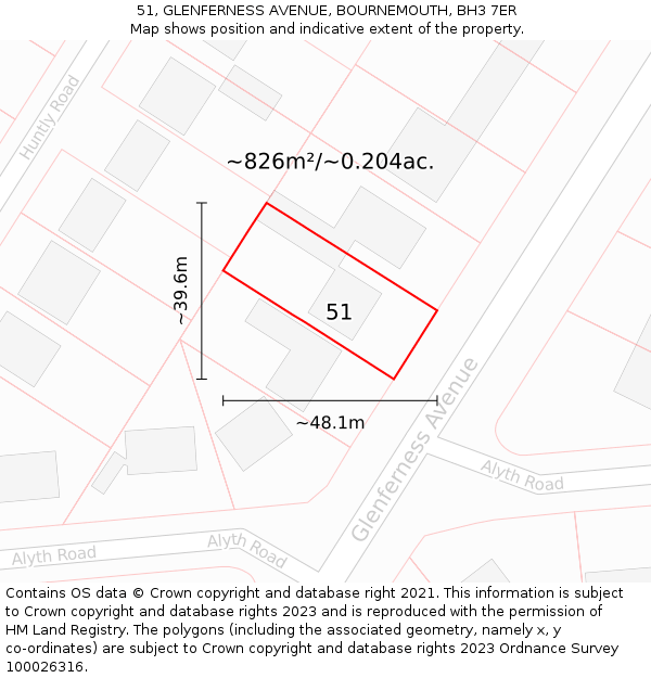 51, GLENFERNESS AVENUE, BOURNEMOUTH, BH3 7ER: Plot and title map