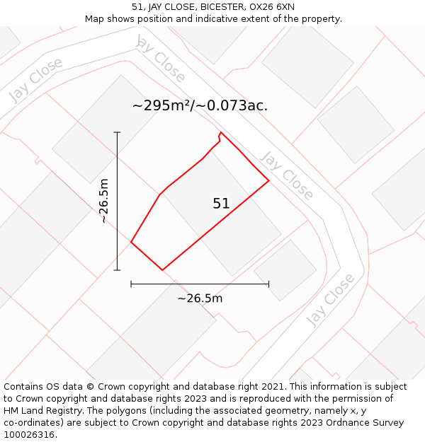 51, JAY CLOSE, BICESTER, OX26 6XN: Plot and title map