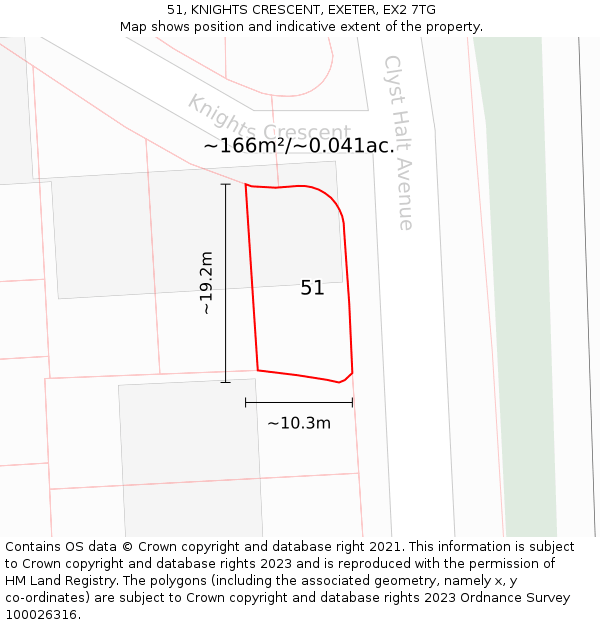 51, KNIGHTS CRESCENT, EXETER, EX2 7TG: Plot and title map