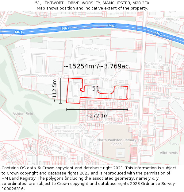 51, LENTWORTH DRIVE, WORSLEY, MANCHESTER, M28 3EX: Plot and title map