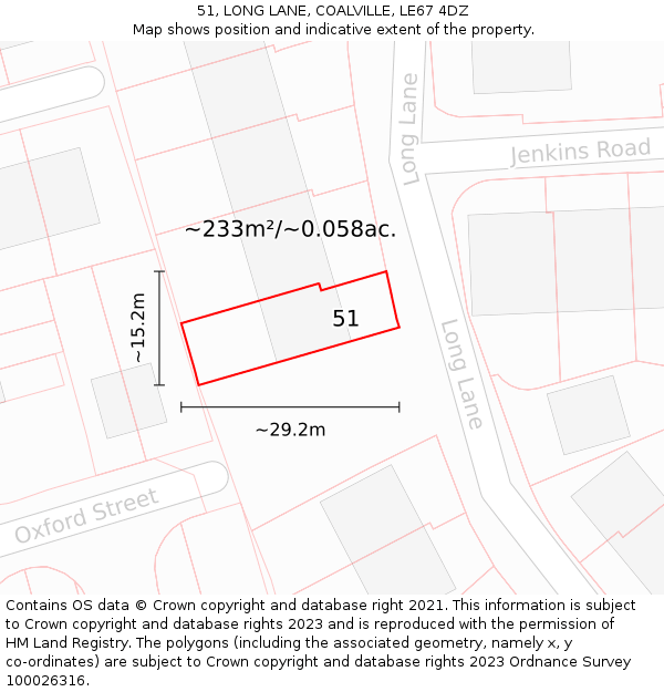 51, LONG LANE, COALVILLE, LE67 4DZ: Plot and title map