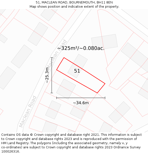 51, MACLEAN ROAD, BOURNEMOUTH, BH11 8EN: Plot and title map
