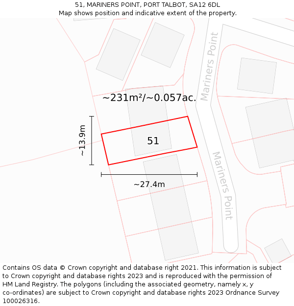 51, MARINERS POINT, PORT TALBOT, SA12 6DL: Plot and title map