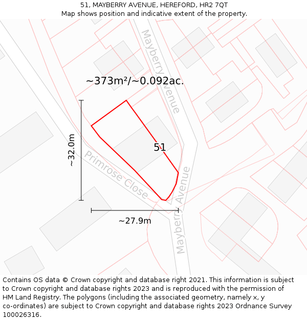 51, MAYBERRY AVENUE, HEREFORD, HR2 7QT: Plot and title map