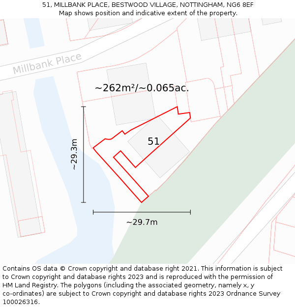 51, MILLBANK PLACE, BESTWOOD VILLAGE, NOTTINGHAM, NG6 8EF: Plot and title map