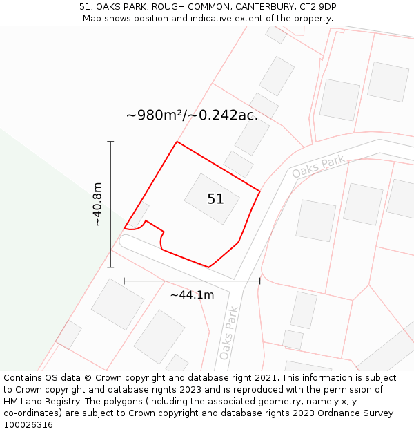 51, OAKS PARK, ROUGH COMMON, CANTERBURY, CT2 9DP: Plot and title map