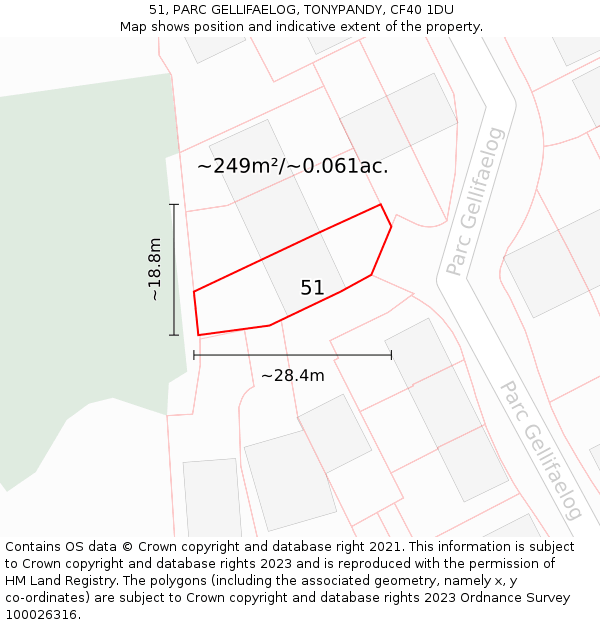 51, PARC GELLIFAELOG, TONYPANDY, CF40 1DU: Plot and title map