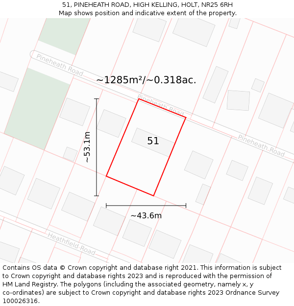 51, PINEHEATH ROAD, HIGH KELLING, HOLT, NR25 6RH: Plot and title map