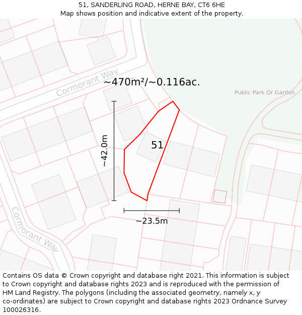 51, SANDERLING ROAD, HERNE BAY, CT6 6HE: Plot and title map