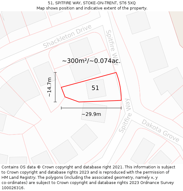 51, SPITFIRE WAY, STOKE-ON-TRENT, ST6 5XQ: Plot and title map